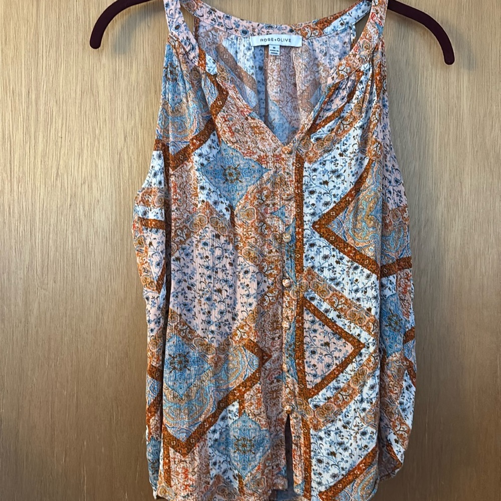 Rose & Olive sleeveless top Sz med